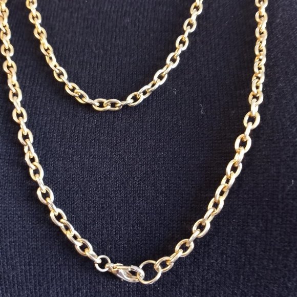 Necklace Shiny, Eye-Catching 48" Beaded Gold Tone White-Item #210 - Picture 3 of 3